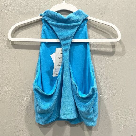 NWT Fabletics Terry Built-In Bra Tank Aqua Blue - Size: Large - Picture 4 of 11